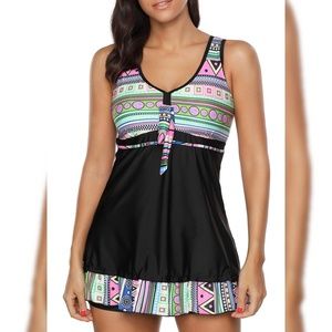 2 Piece Tankini Multi Color Size Large Swim Suit